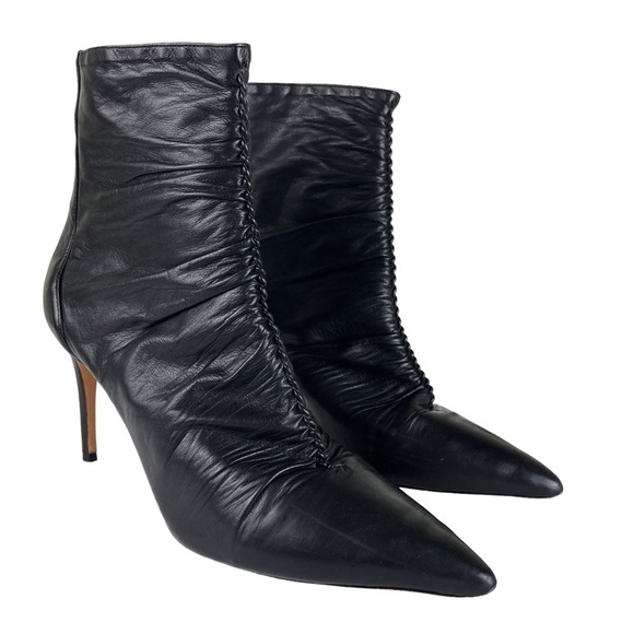 Alexandre Birman Suzana Ruched Leather Booties - Picture 2 of 15